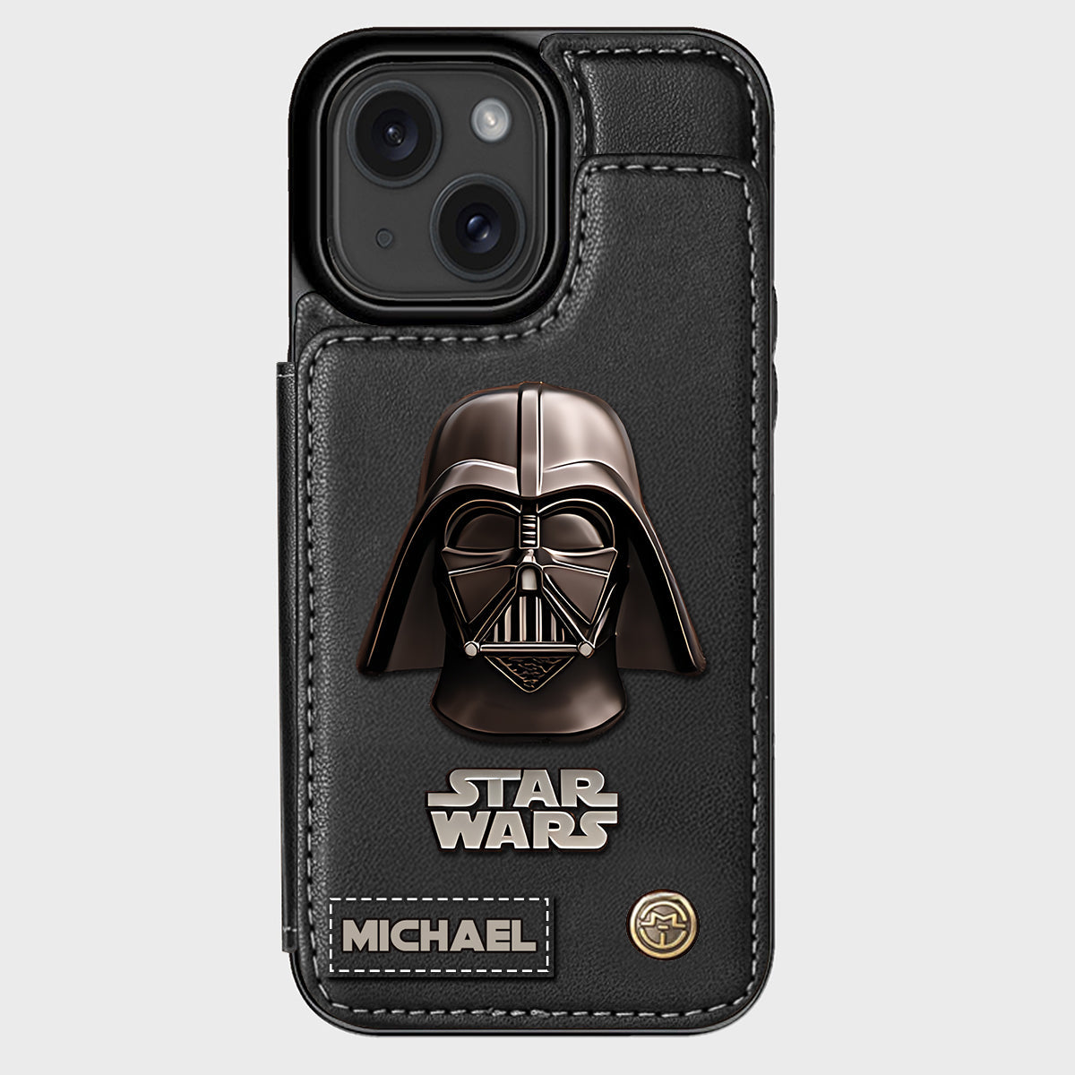 The Black Armored Commander Custom Name - Personalized The Force Wallet Phone Case