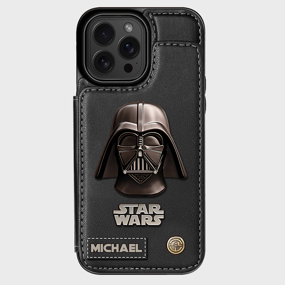 The Black Armored Commander Custom Name - Personalized The Force Wallet Phone Case