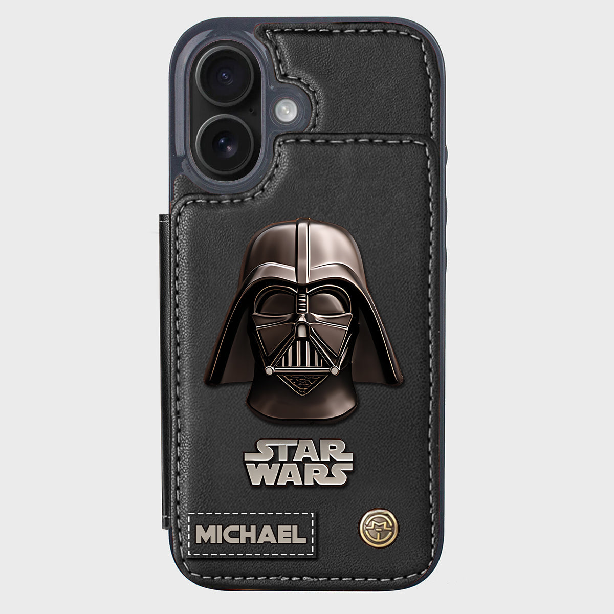 The Black Armored Commander Custom Name - Personalized The Force Wallet Phone Case