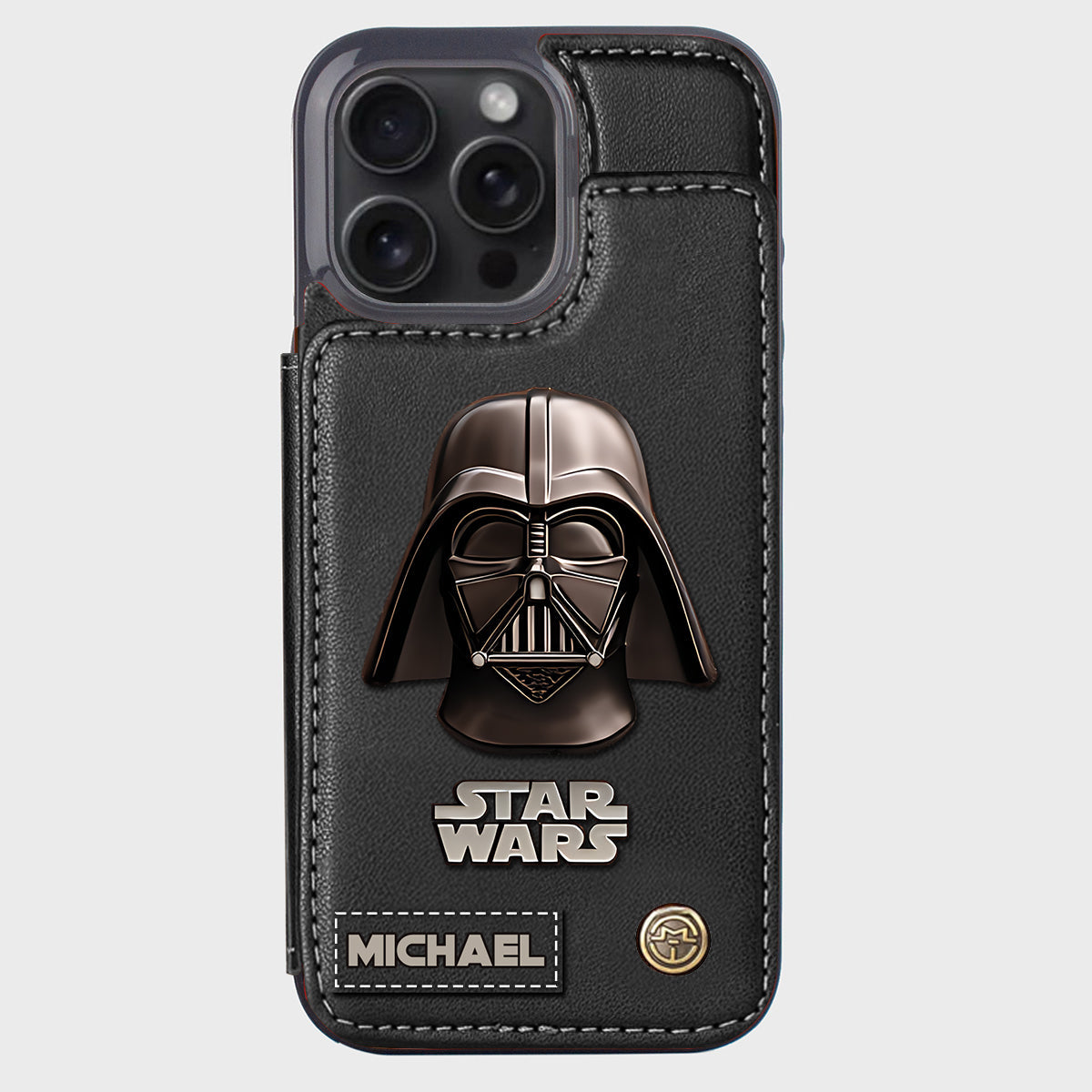 The Black Armored Commander Custom Name - Personalized The Force Wallet Phone Case