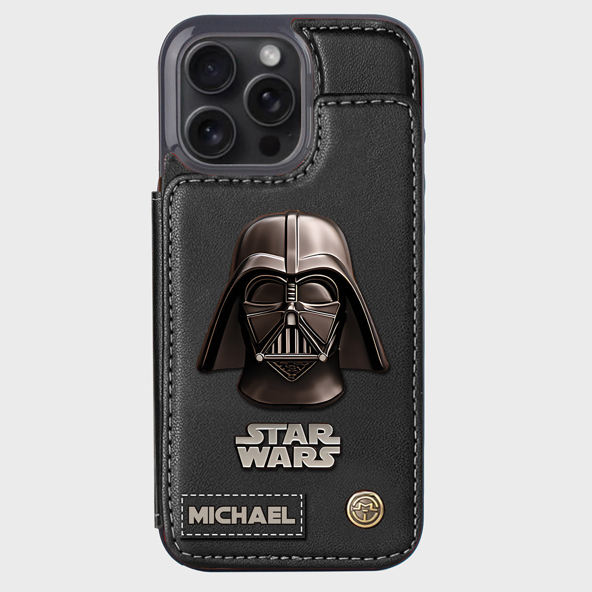The Black Armored Commander Custom Name - Personalized The Force Wallet Phone Case