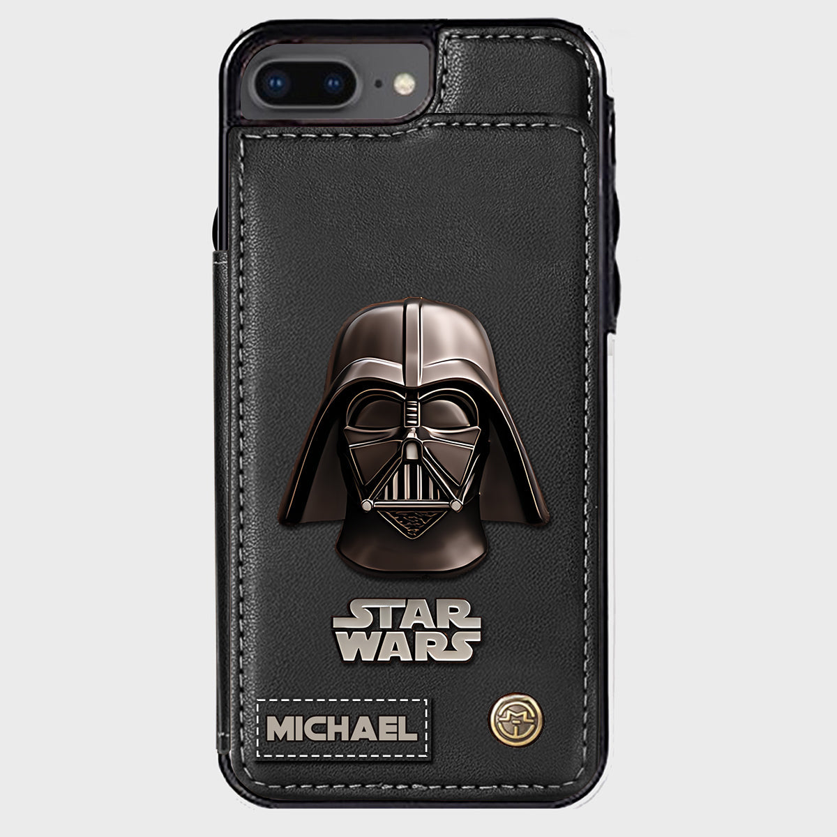 The Black Armored Commander Custom Name - Personalized The Force Wallet Phone Case