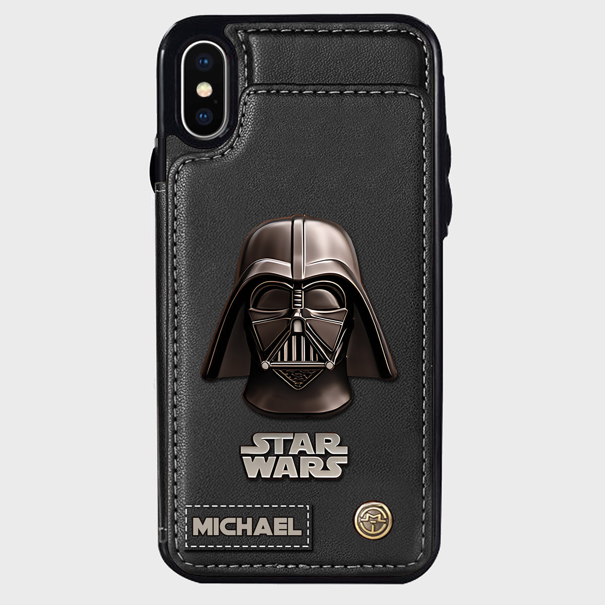 The Black Armored Commander Custom Name - Personalized The Force Wallet Phone Case