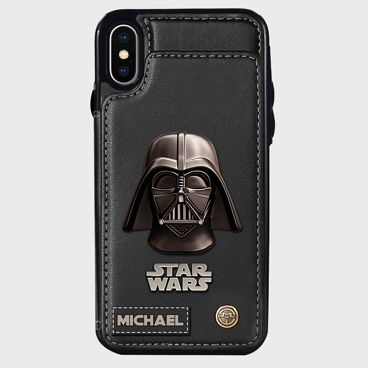 The Black Armored Commander Custom Name - Personalized The Force Wallet Phone Case
