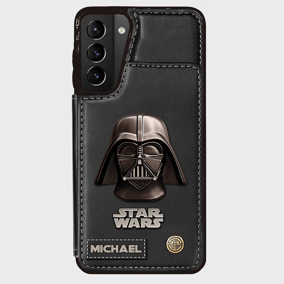 The Black Armored Commander Custom Name - Personalized The Force Wallet Phone Case