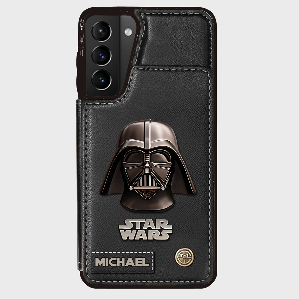 The Black Armored Commander Custom Name - Personalized The Force Wallet Phone Case