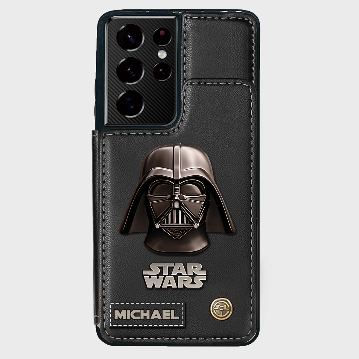 The Black Armored Commander Custom Name - Personalized The Force Wallet Phone Case