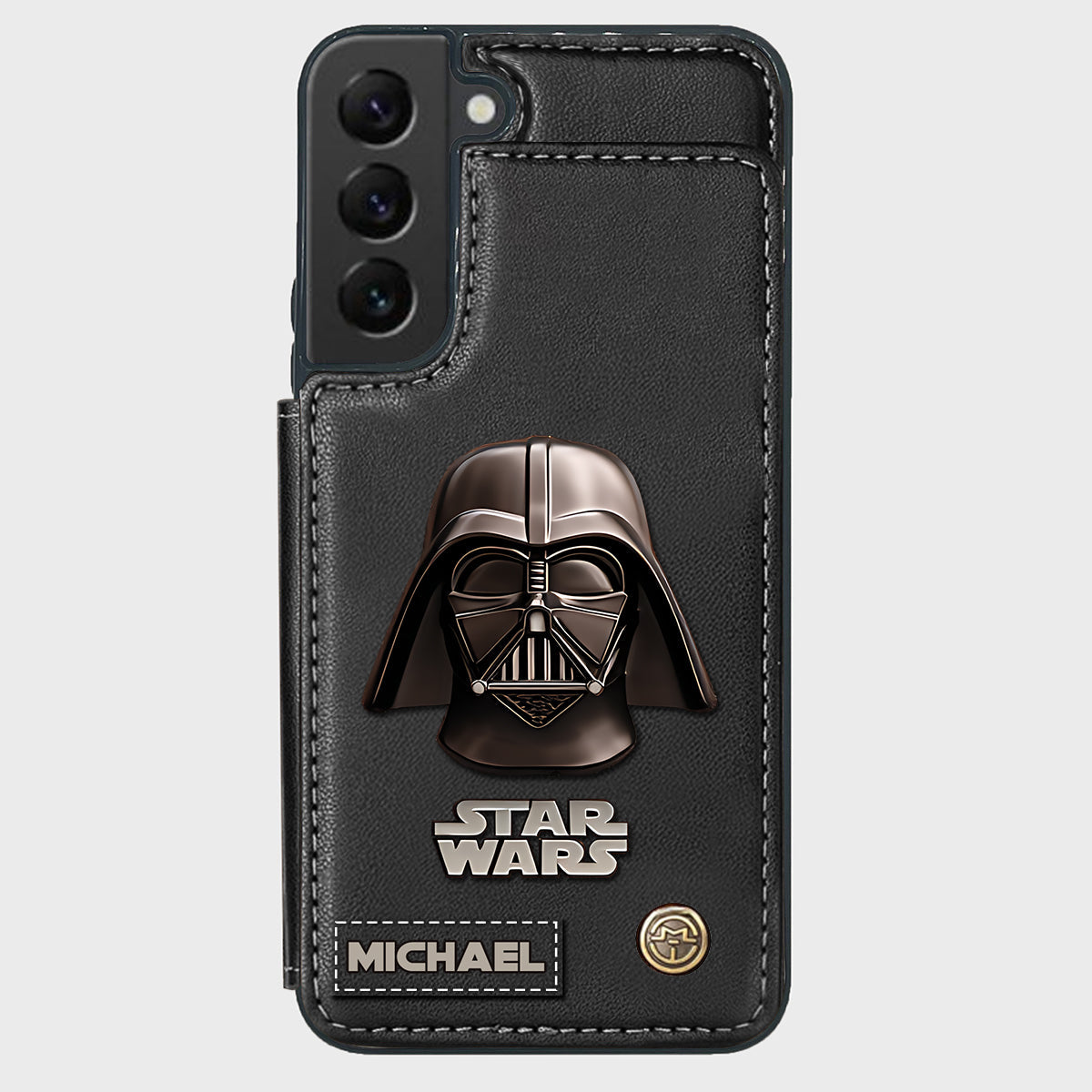 The Black Armored Commander Custom Name - Personalized The Force Wallet Phone Case