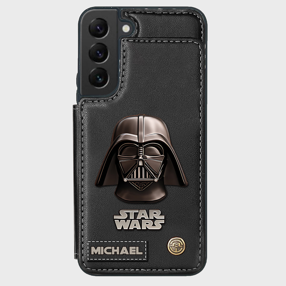 The Black Armored Commander Custom Name - Personalized The Force Wallet Phone Case