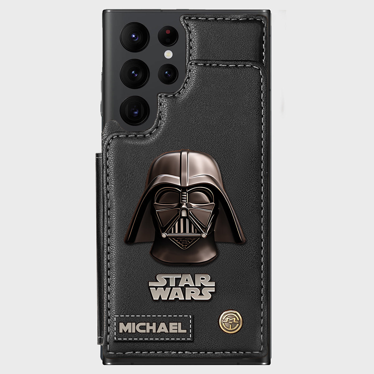 The Black Armored Commander Custom Name - Personalized The Force Wallet Phone Case