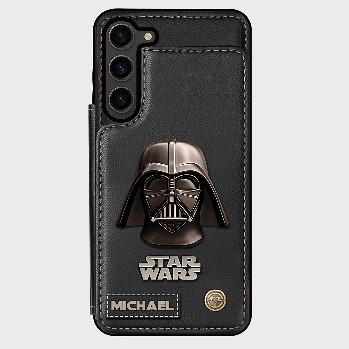 The Black Armored Commander Custom Name - Personalized The Force Wallet Phone Case