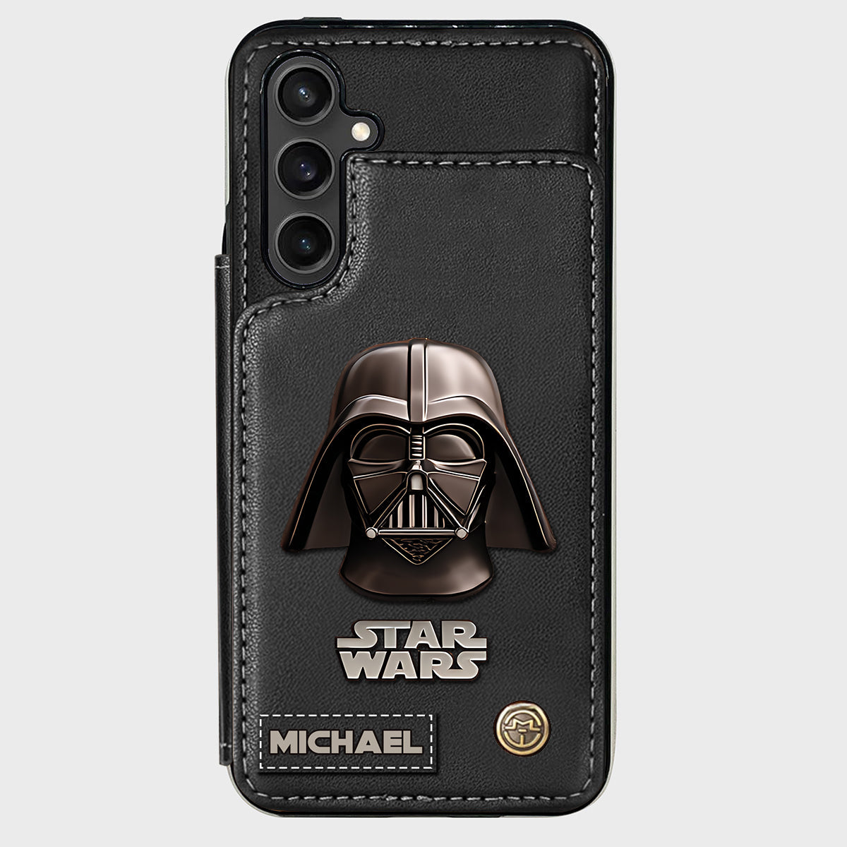 The Black Armored Commander Custom Name - Personalized The Force Wallet Phone Case