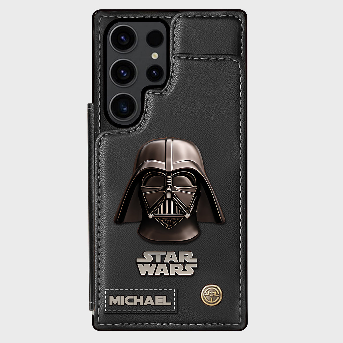 The Black Armored Commander Custom Name - Personalized The Force Wallet Phone Case