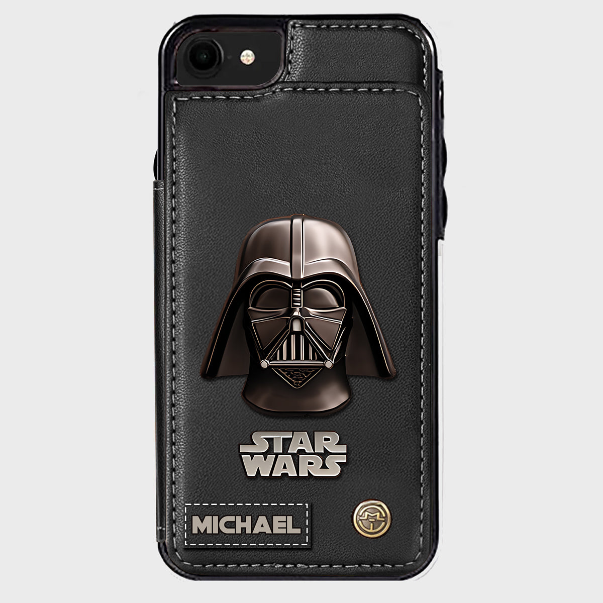 The Black Armored Commander Custom Name - Personalized The Force Wallet Phone Case