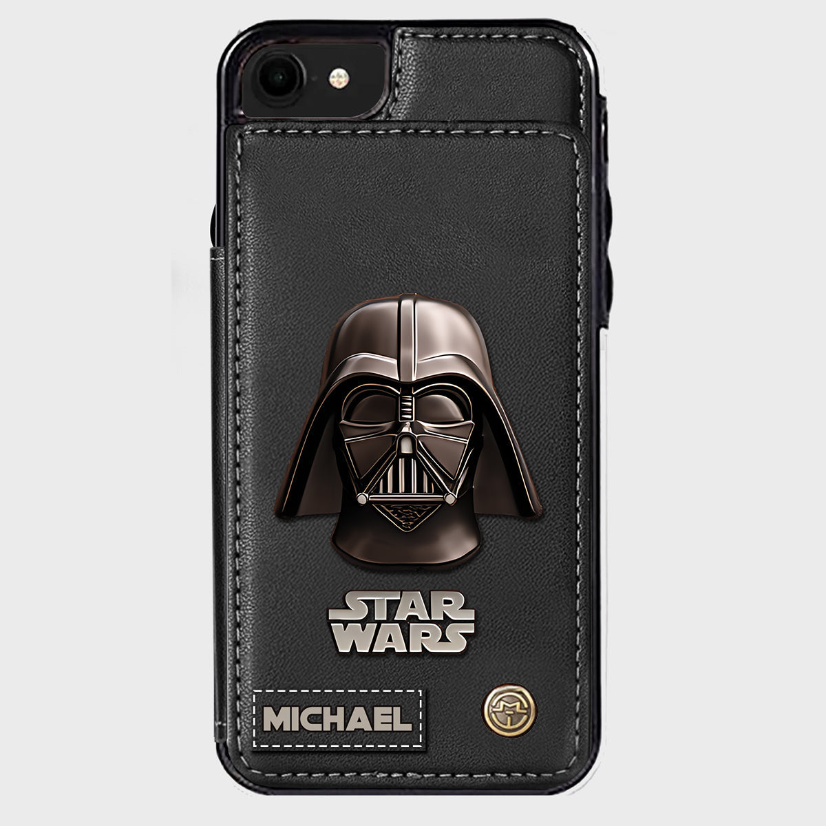 The Black Armored Commander Custom Name - Personalized The Force Wallet Phone Case