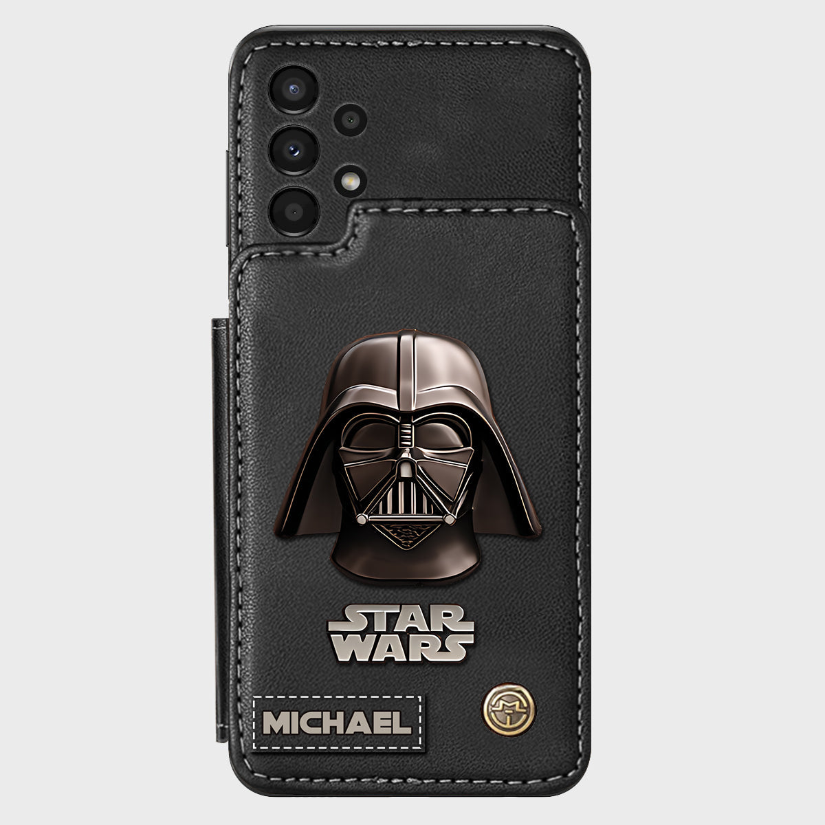 The Black Armored Commander Custom Name - Personalized The Force Wallet Phone Case