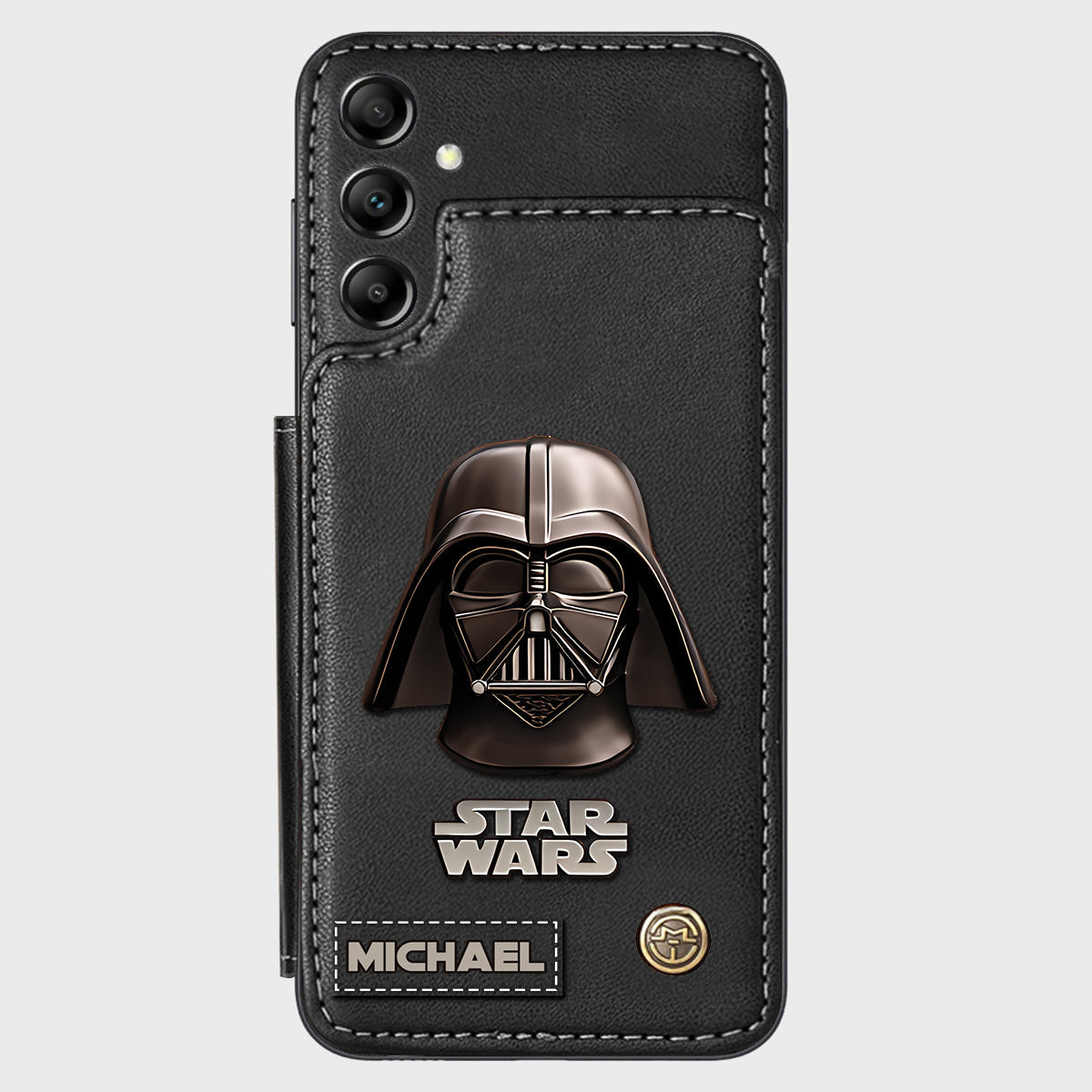 The Black Armored Commander Custom Name - Personalized The Force Wallet Phone Case