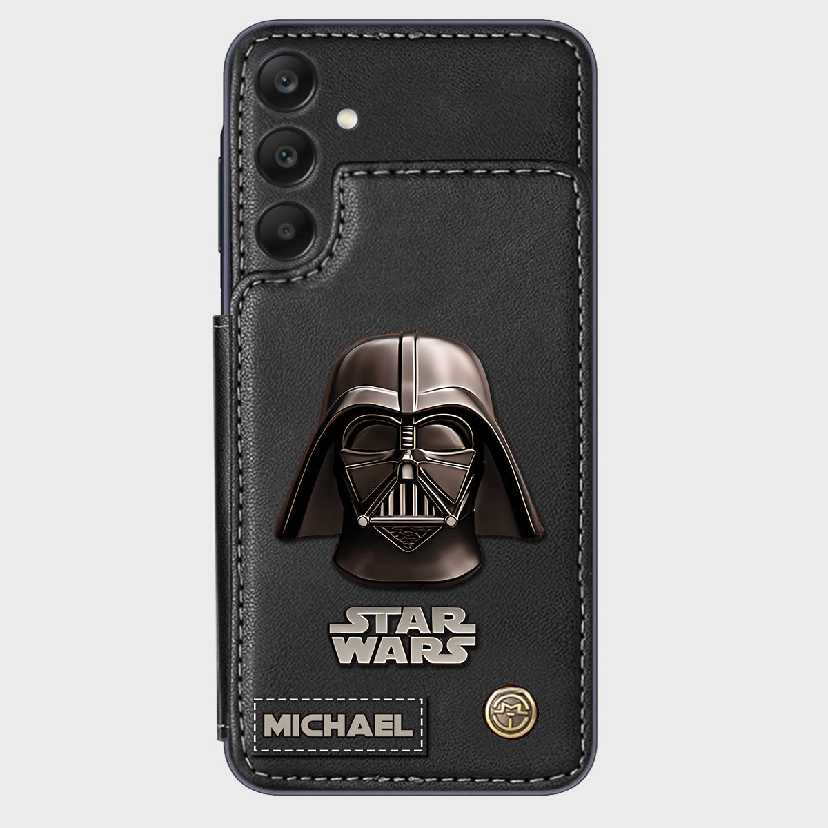 The Black Armored Commander Custom Name - Personalized The Force Wallet Phone Case