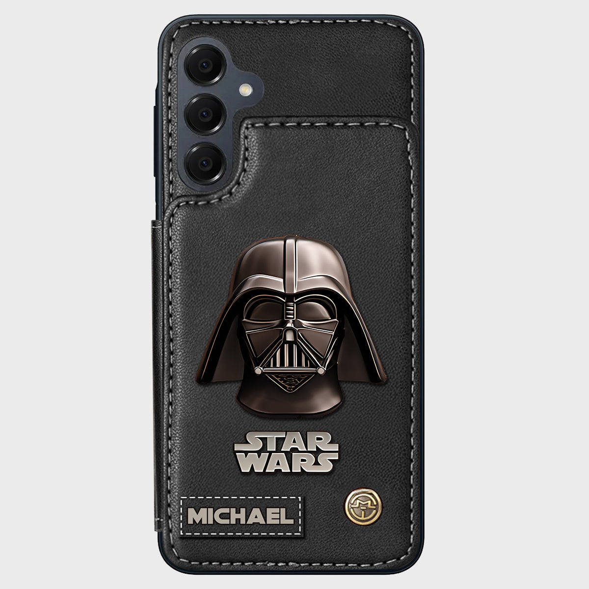 The Black Armored Commander Custom Name - Personalized The Force Wallet Phone Case