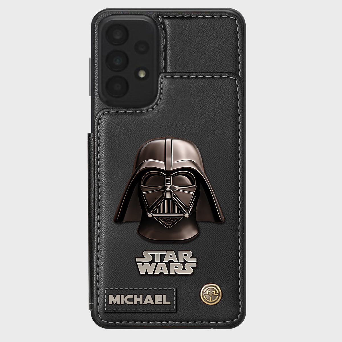 The Black Armored Commander Custom Name - Personalized The Force Wallet Phone Case