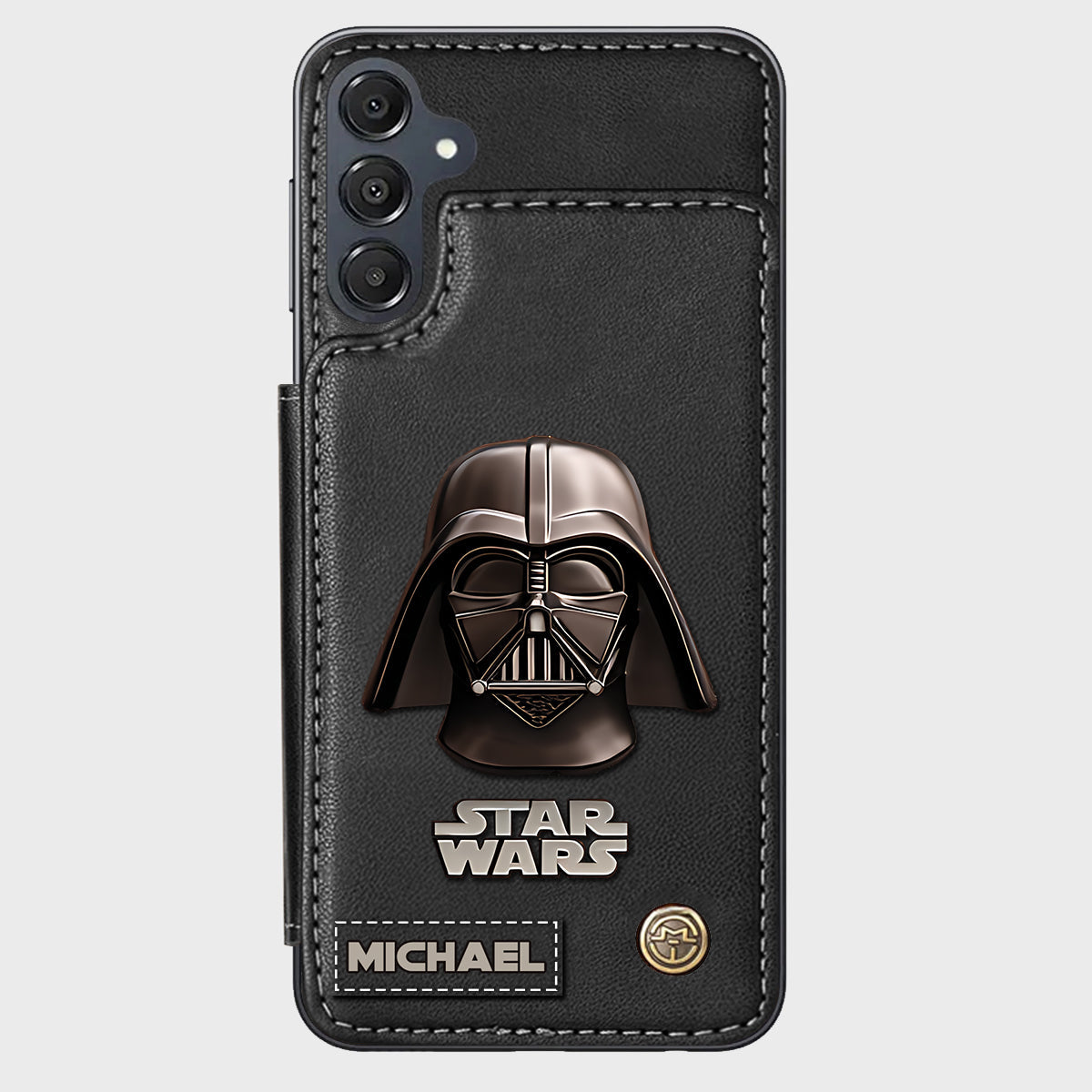 The Black Armored Commander Custom Name - Personalized The Force Wallet Phone Case