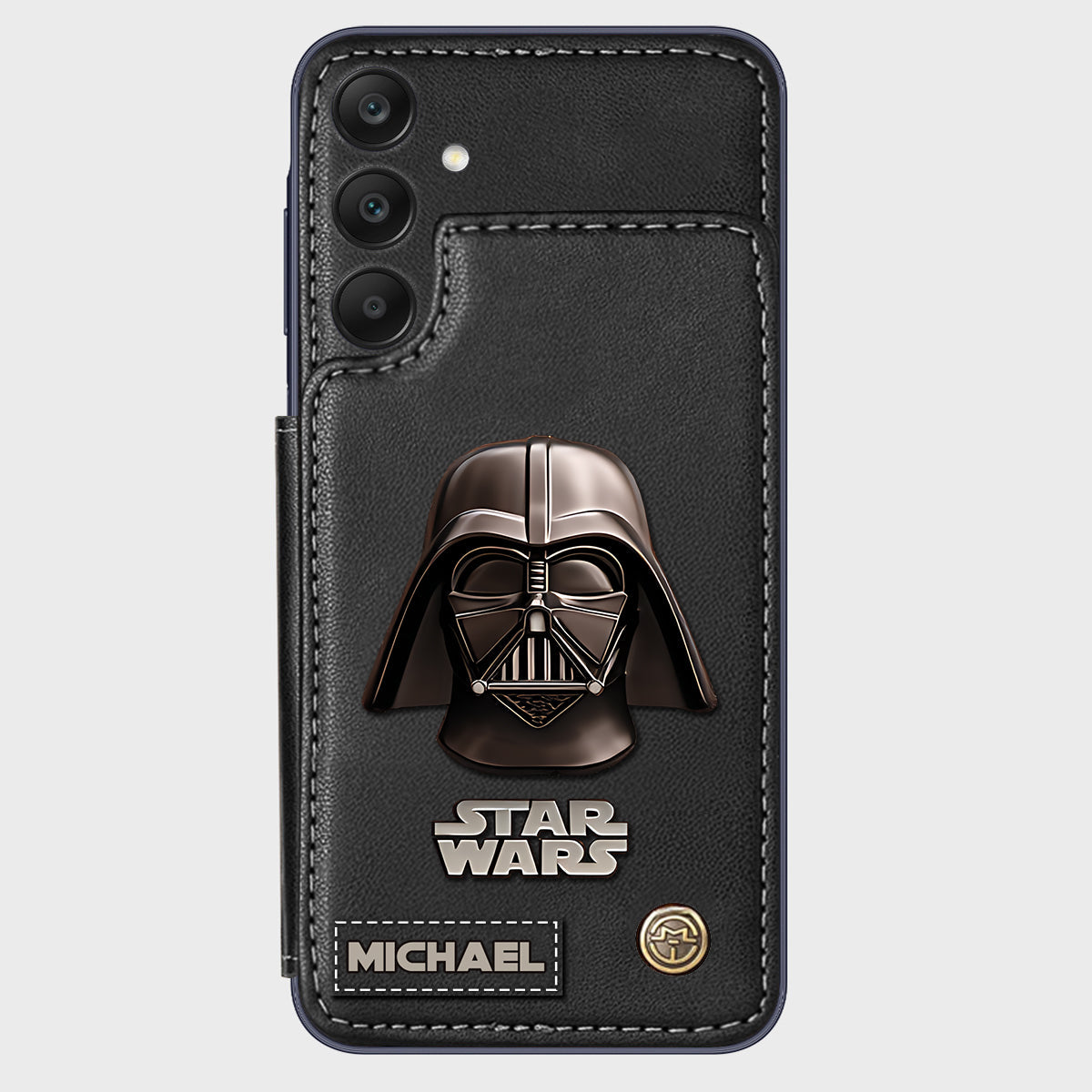 The Black Armored Commander Custom Name - Personalized The Force Wallet Phone Case