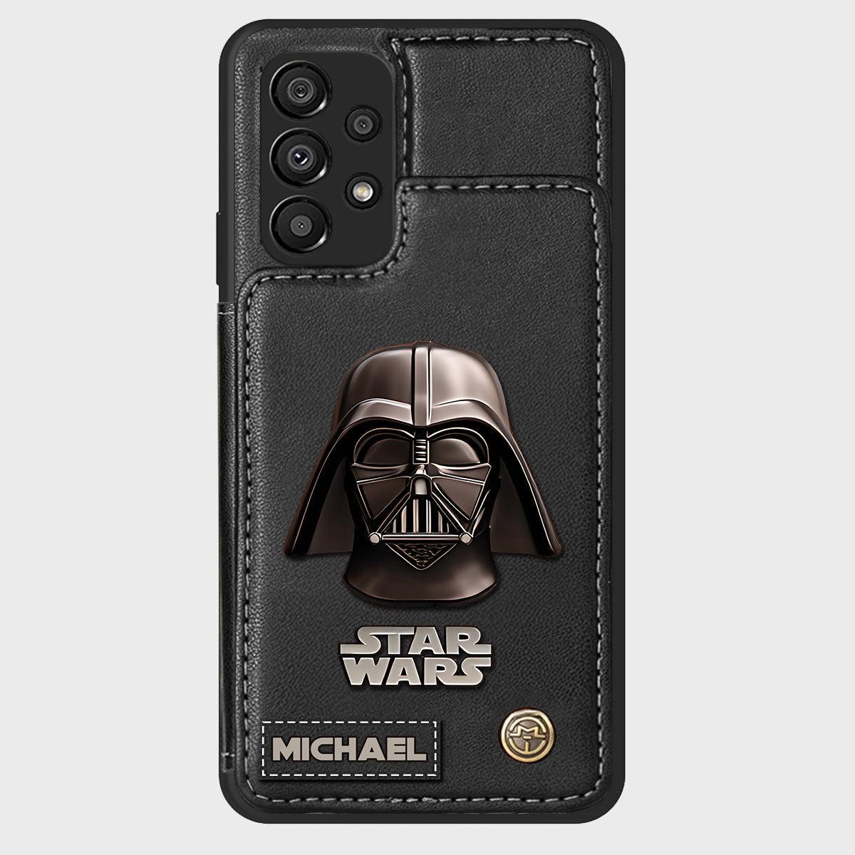 The Black Armored Commander Custom Name - Personalized The Force Wallet Phone Case