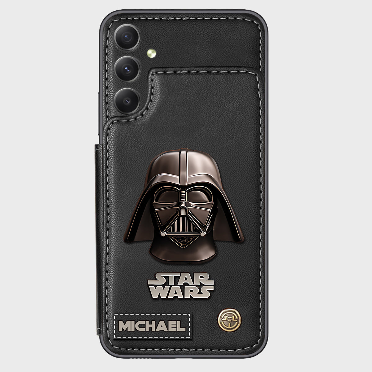 The Black Armored Commander Custom Name - Personalized The Force Wallet Phone Case