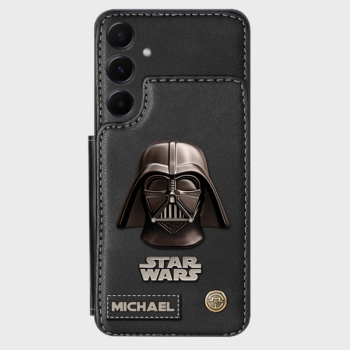 The Black Armored Commander Custom Name - Personalized The Force Wallet Phone Case