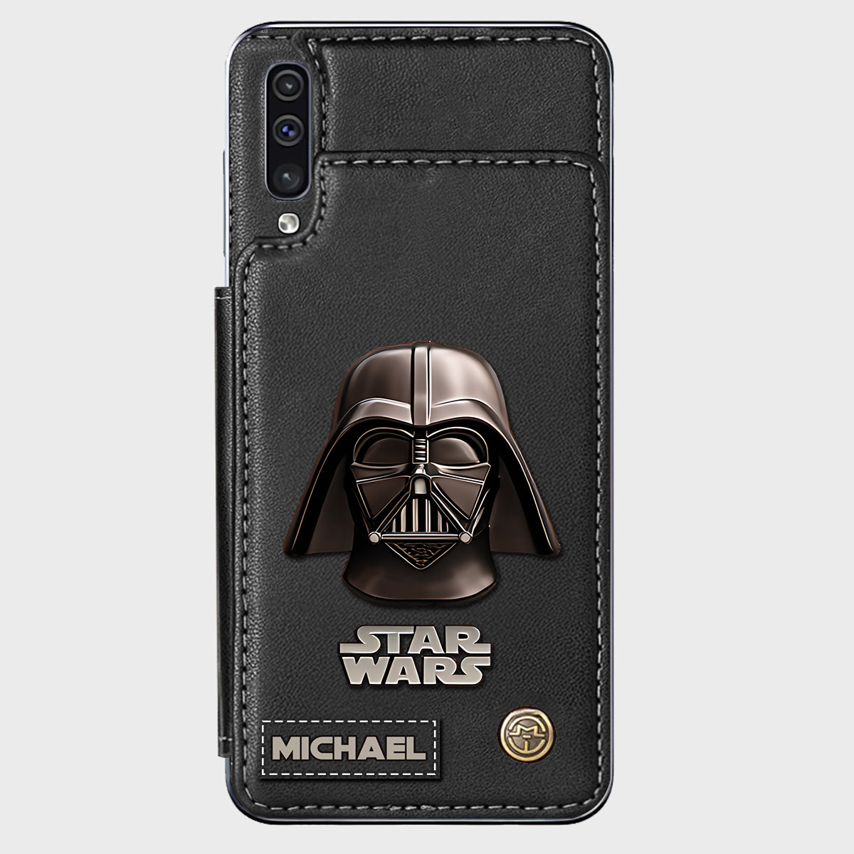 The Black Armored Commander Custom Name - Personalized The Force Wallet Phone Case