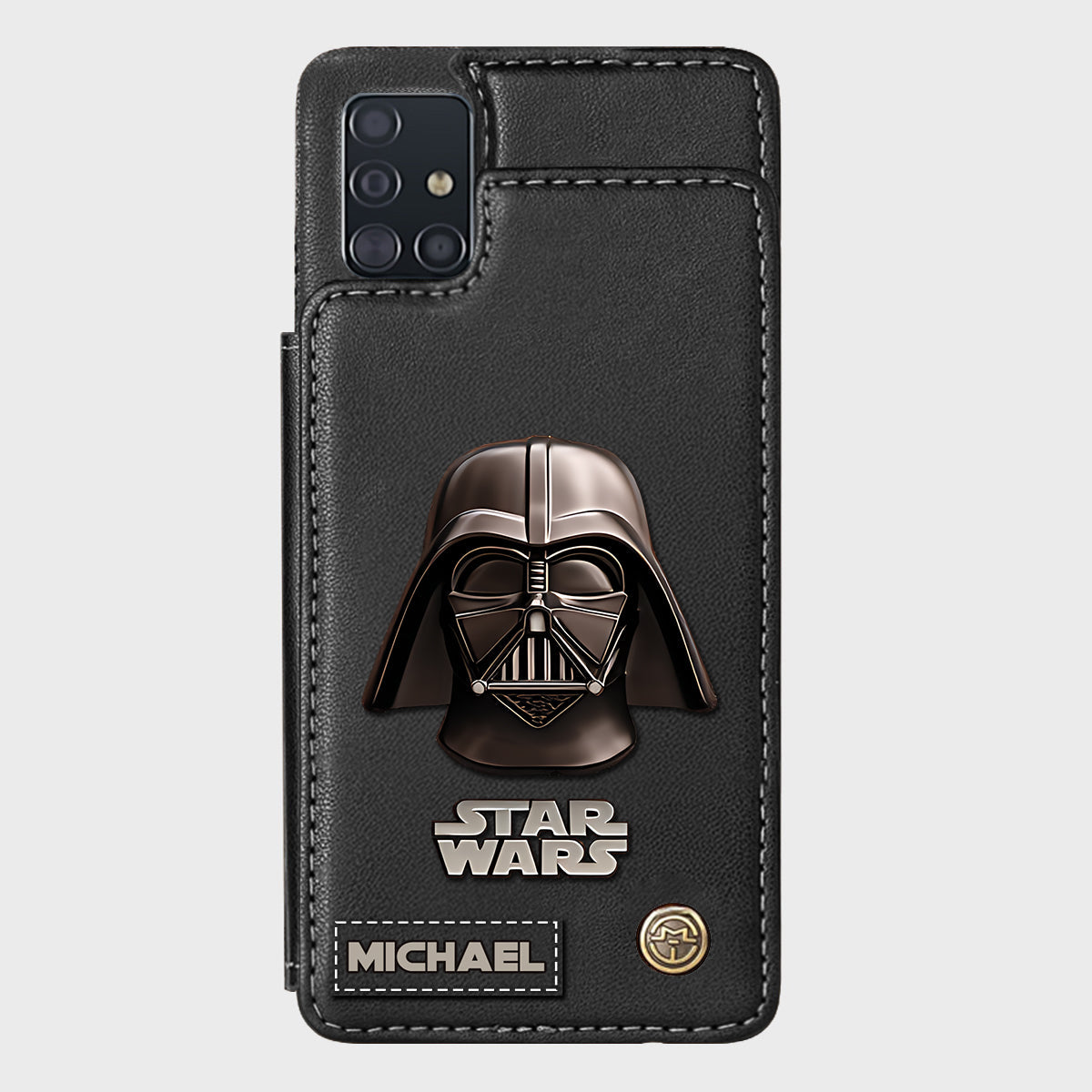 The Black Armored Commander Custom Name - Personalized The Force Wallet Phone Case