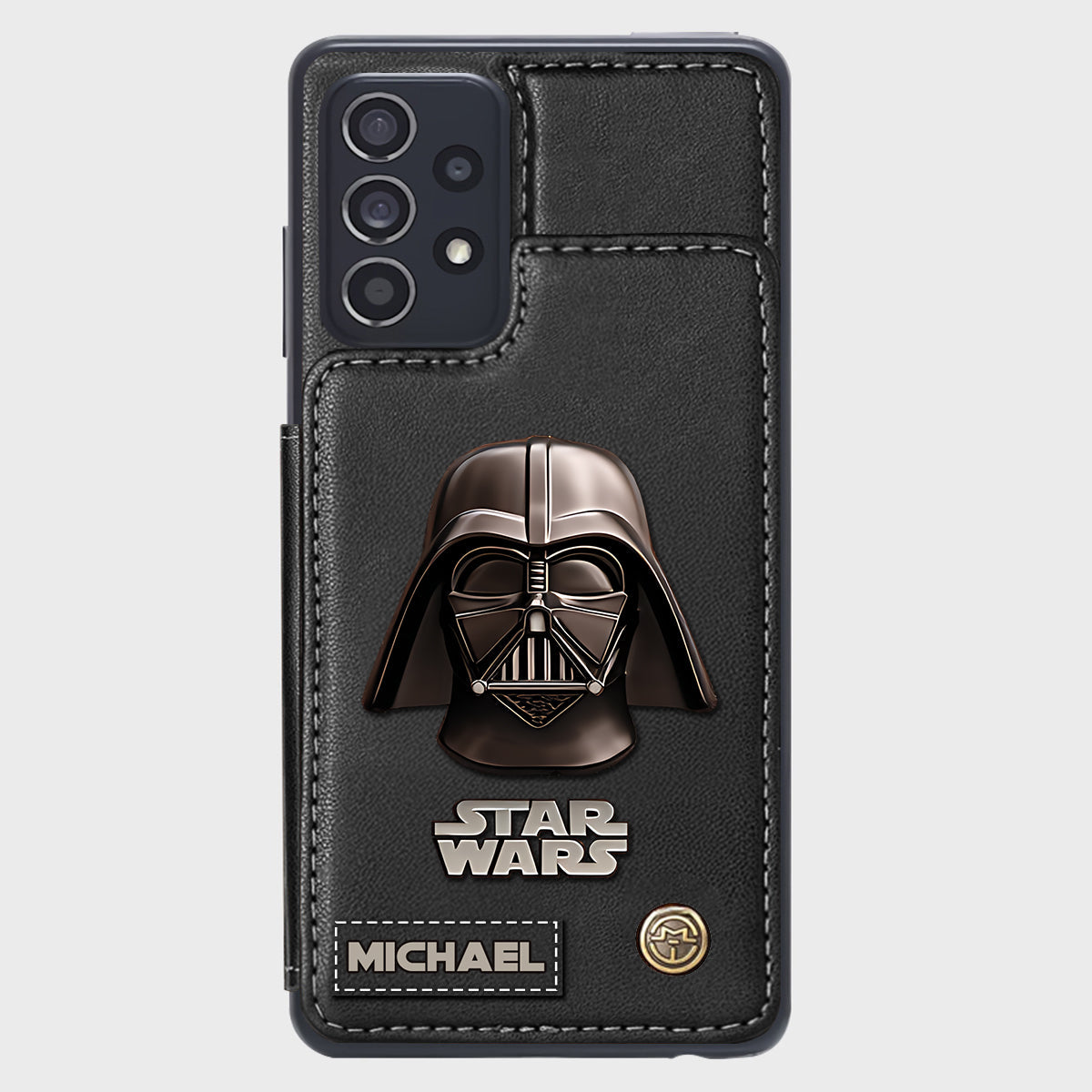 The Black Armored Commander Custom Name - Personalized The Force Wallet Phone Case