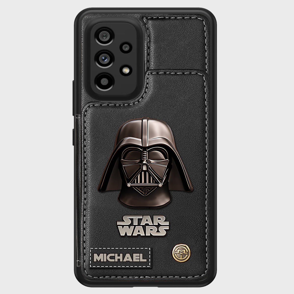 The Black Armored Commander Custom Name - Personalized The Force Wallet Phone Case