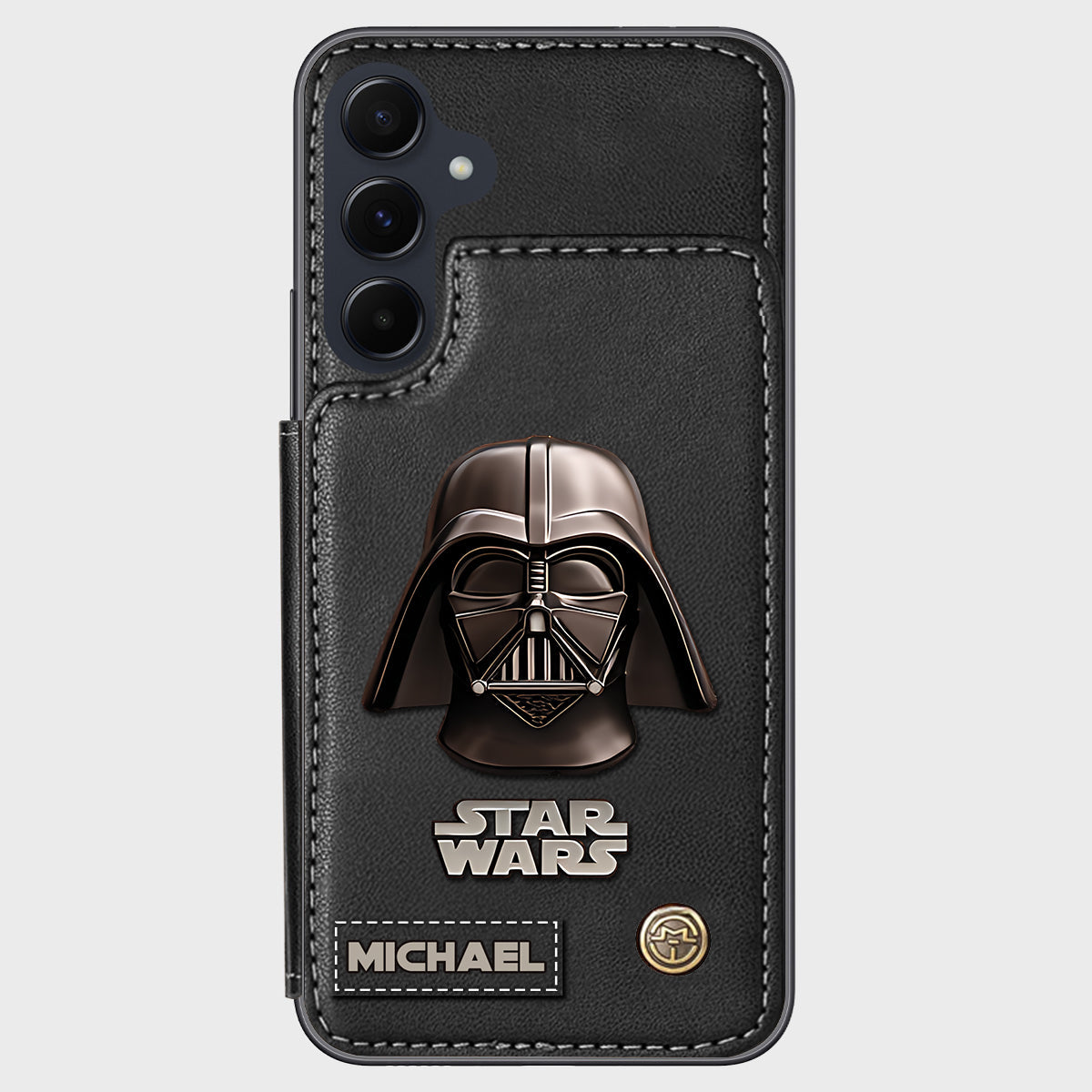 The Black Armored Commander Custom Name - Personalized The Force Wallet Phone Case