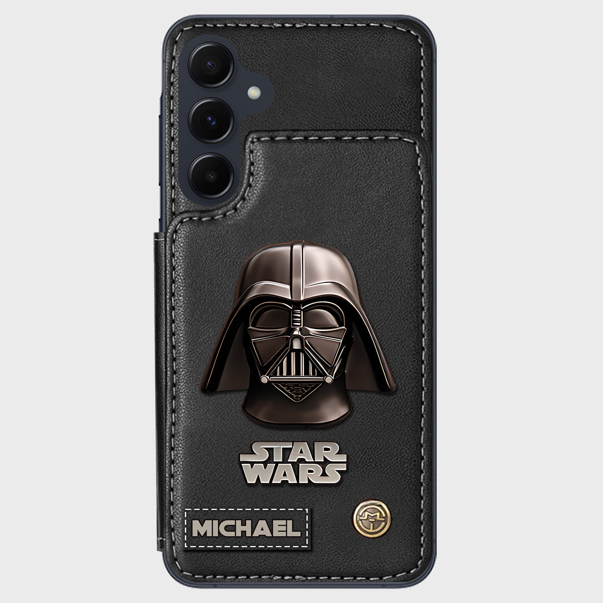 The Black Armored Commander Custom Name - Personalized The Force Wallet Phone Case