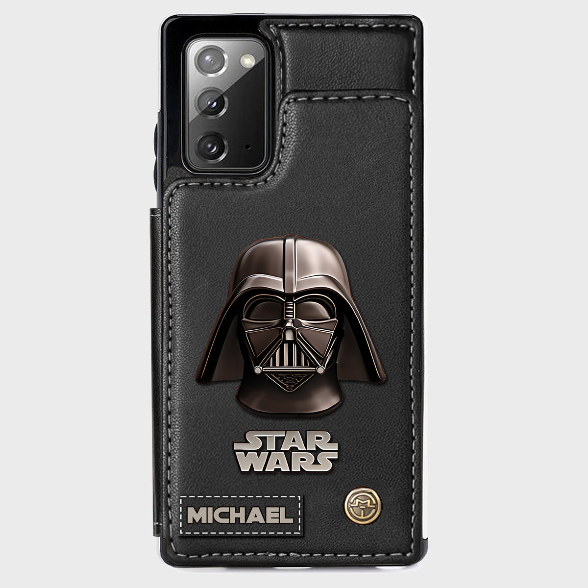 The Black Armored Commander Custom Name - Personalized The Force Wallet Phone Case