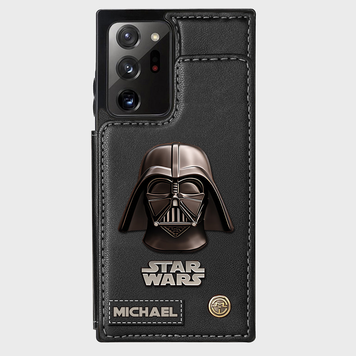 The Black Armored Commander Custom Name - Personalized The Force Wallet Phone Case