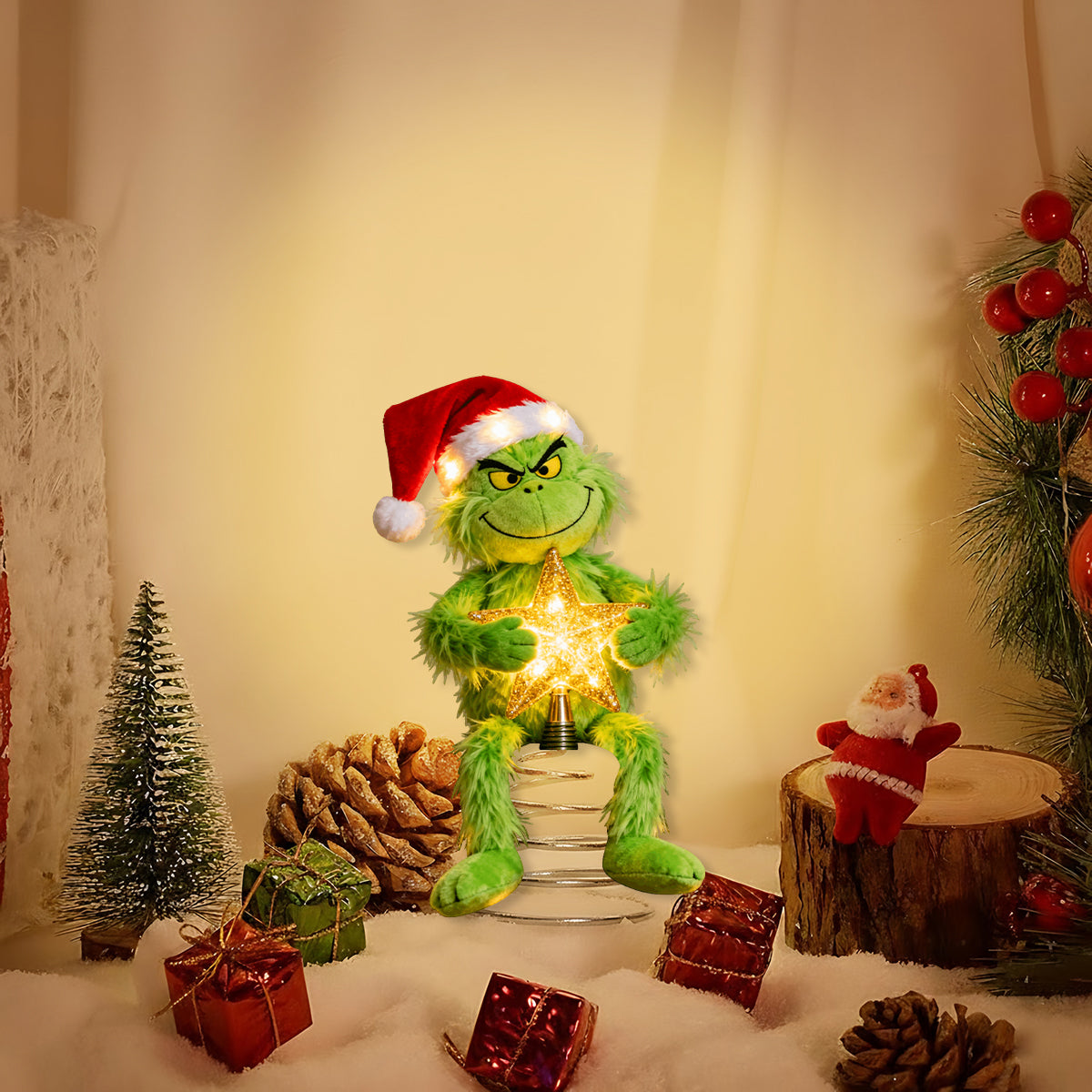 [MUST-HAVE] Merry Grinchmas - Stole Christmas LED Light Tree Topper