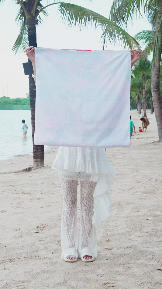 Blue Ohana Alphabet Letter Custom Name - Personalized Ohana Quick-dry Beach Towel/ Bath Towel