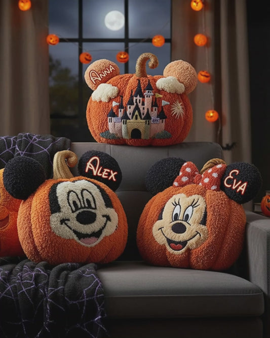 Magical Friends And Pumpkin Halloween Gift - Personalized Mouse Shaped Pillow