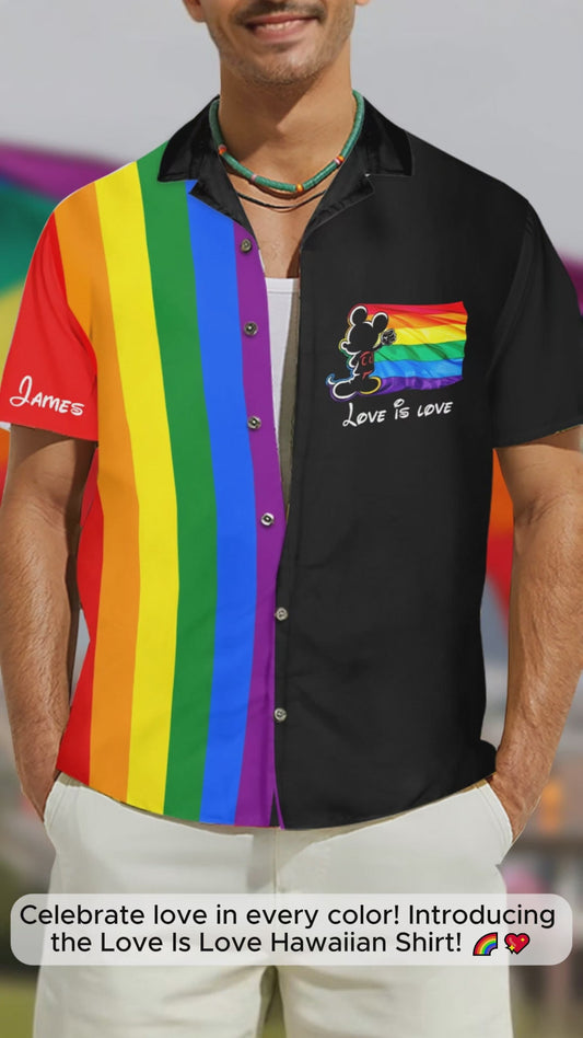 Love Is Love - Personalized LGBT Support Hawaiian Shirt