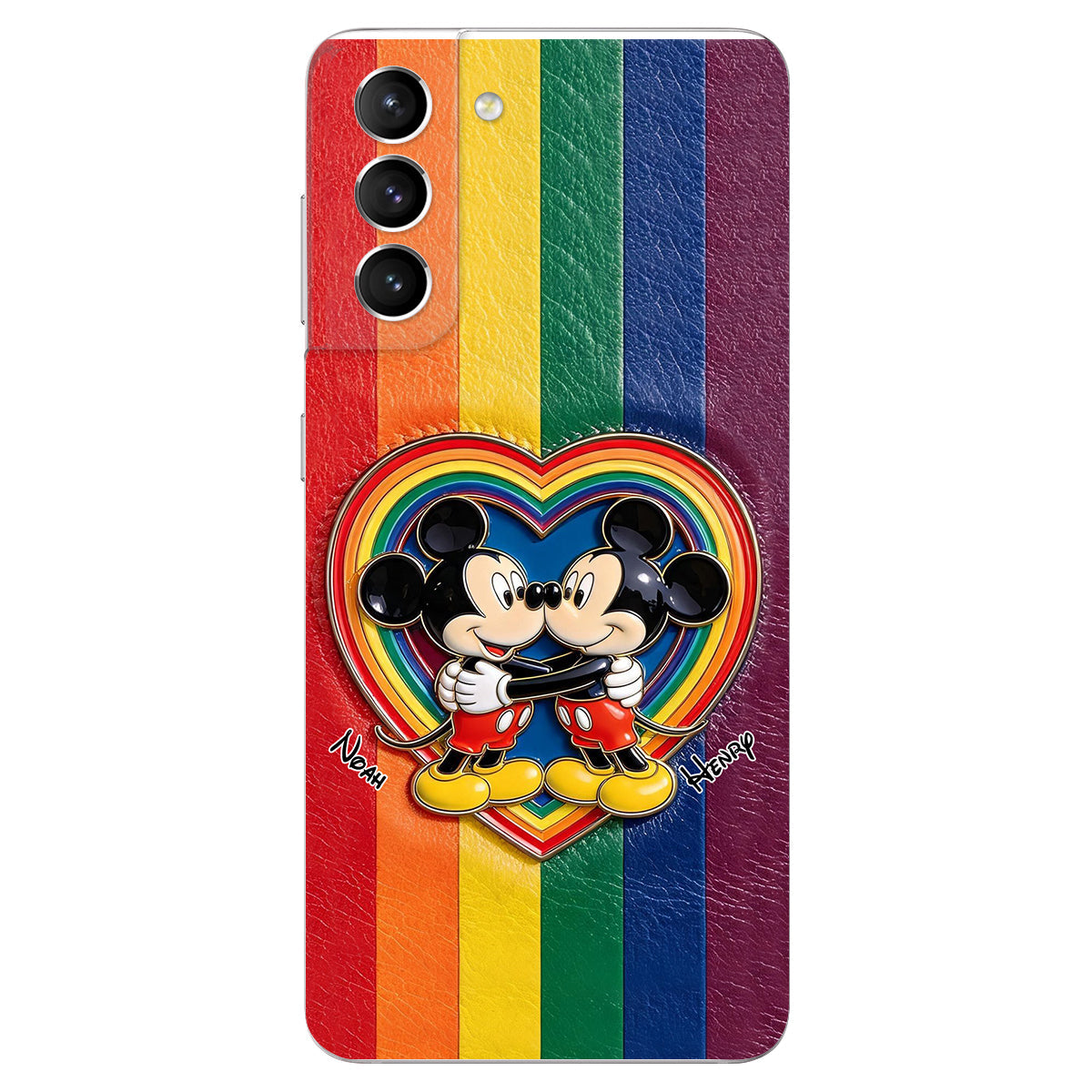 LGBT Cartoon Mouse, Pride Month - Personalized LGBT Support 3D Embossed Leather Phone Case