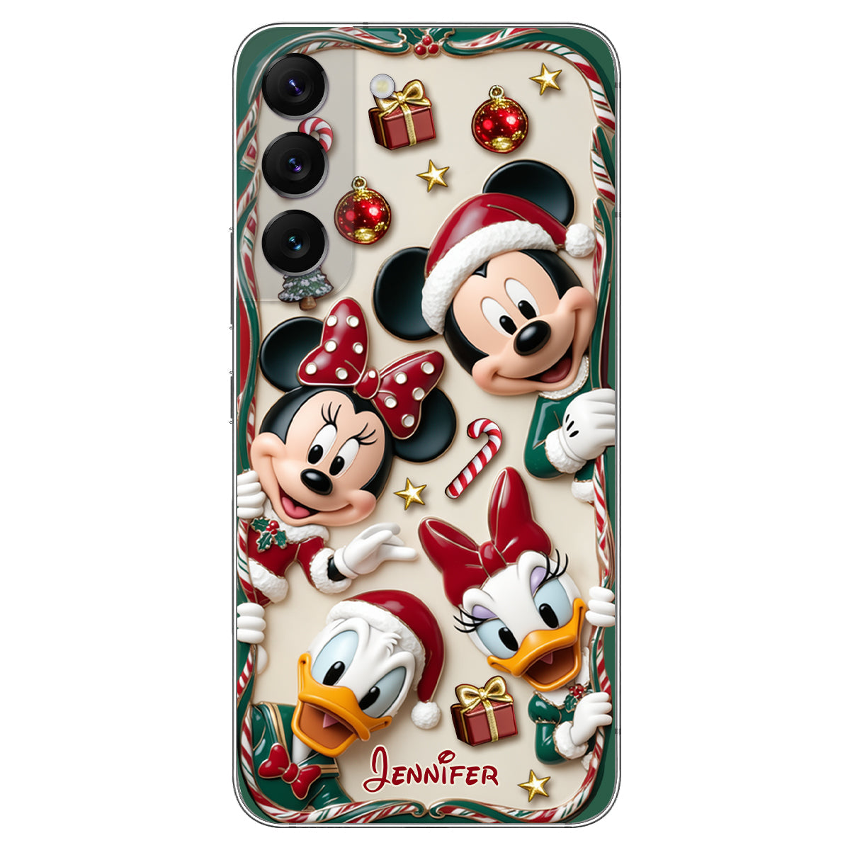 Magical Friends - Personalized Mouse 3D Embossed Leather Phone Case