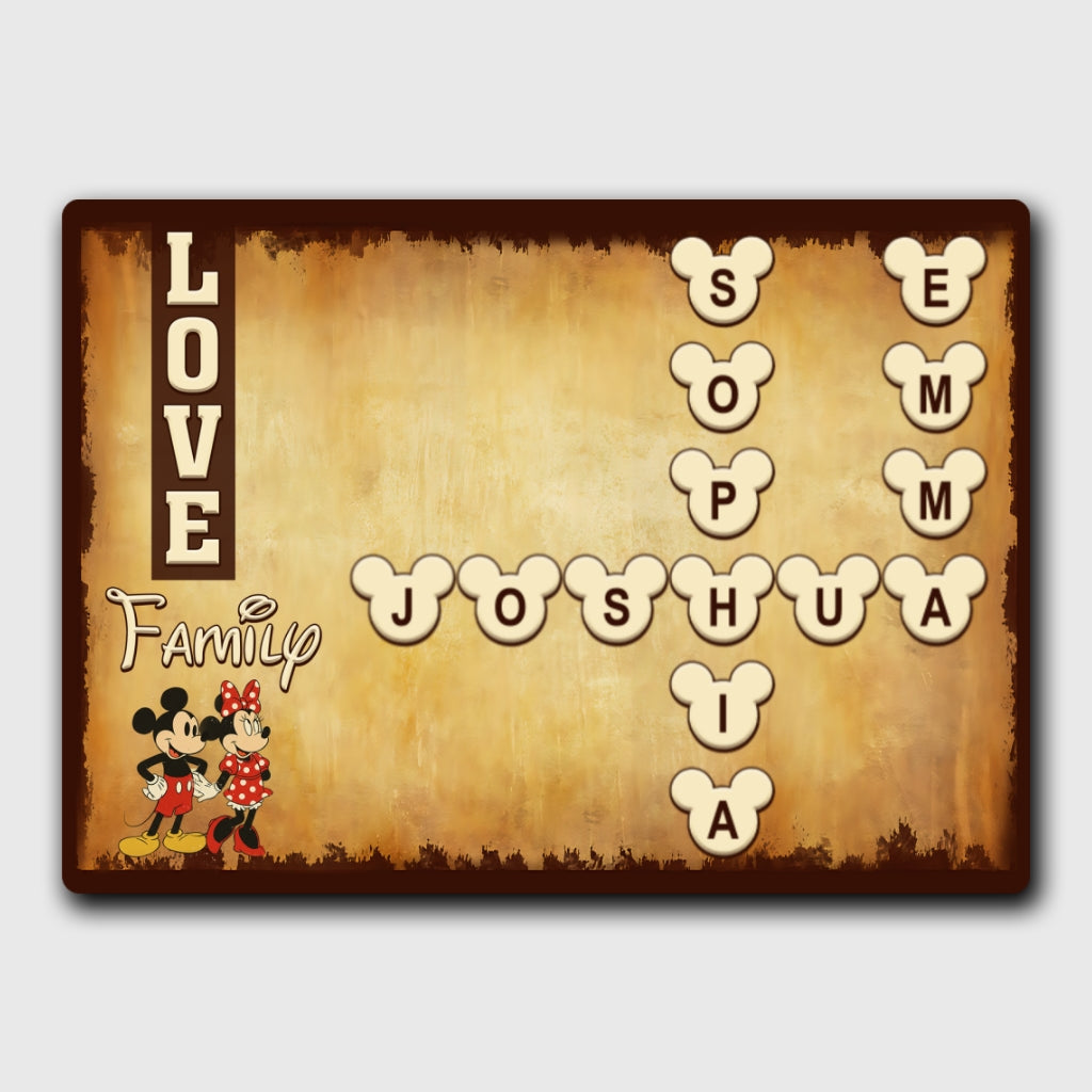 Family Crossword Scrabble Puzzle - Personalized Family Rectangle Metal Sign