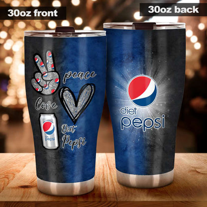 Peace Love Blue Soft Drink Tumbler 0223