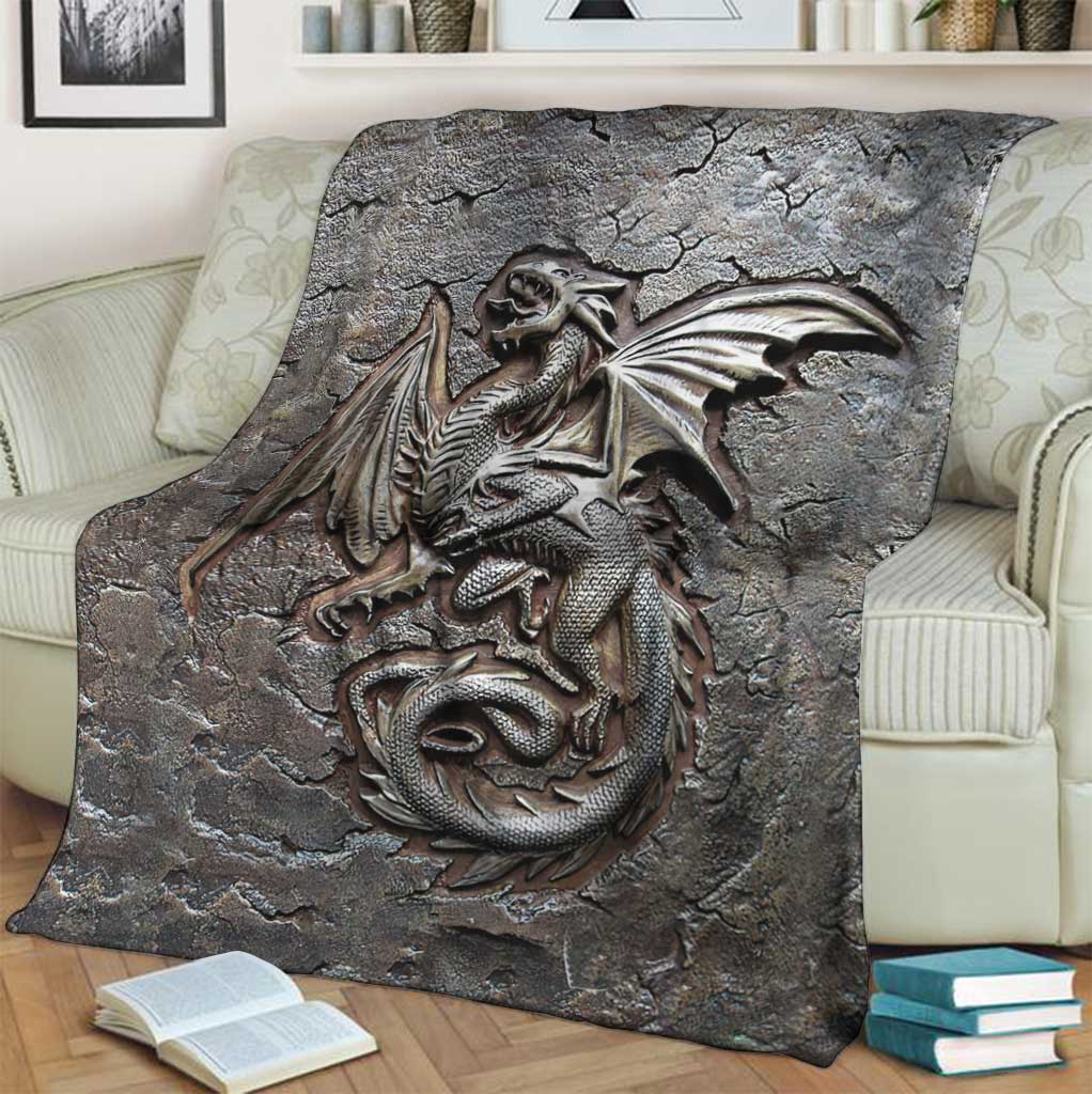 Dragon Cracks Metal Pattern Print Dragon Blanket 0622