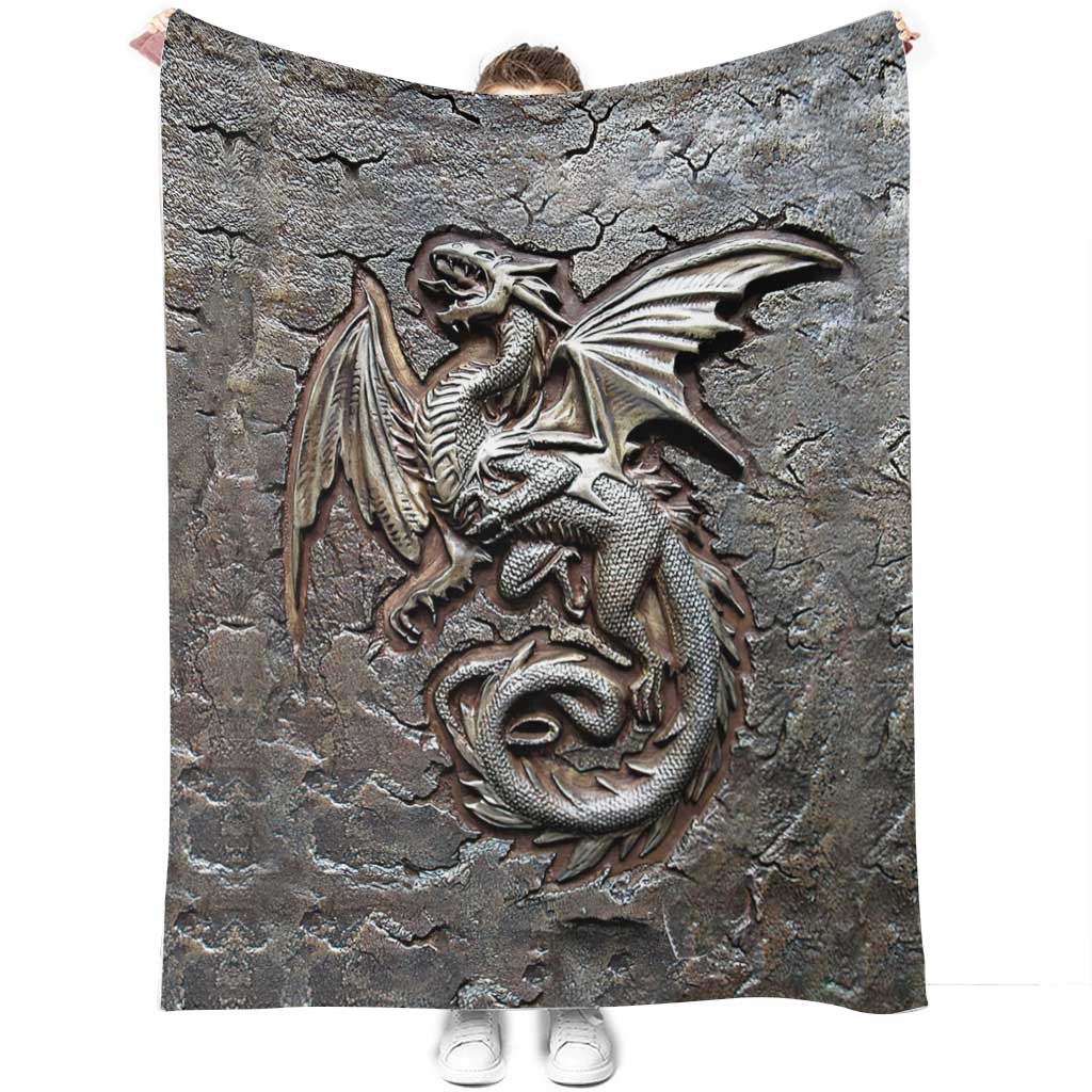 Dragon Cracks Metal Pattern Print Dragon Blanket 0622