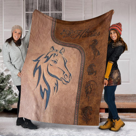 Love Horses Leather Pattern Print Horse Blanket 0622