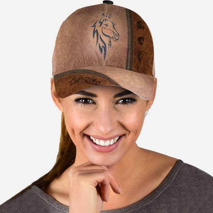 Love Horses Leather Pattern Print Horse Classic Cap 0622