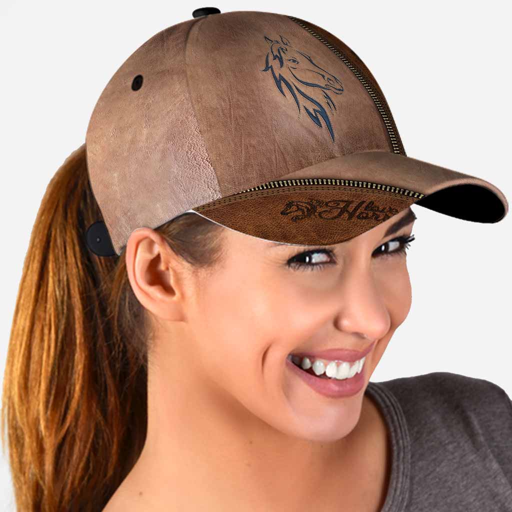 Love Horses Leather Pattern Print Horse Classic Cap 0622